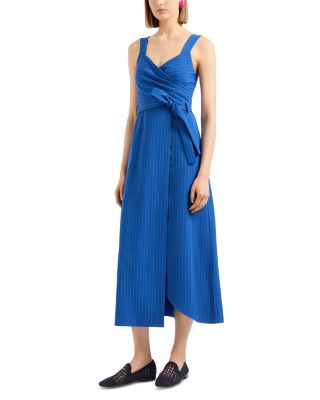 Emporio Armani Striped Cady Wrap Midi Dress