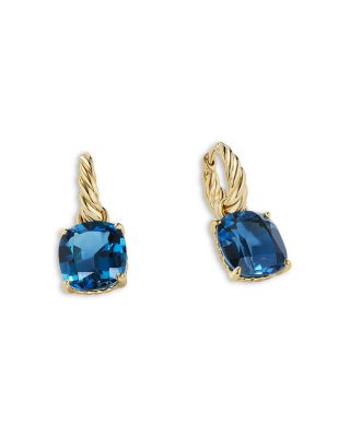 Marbella Drop Earrings in 18K Yellow Gold with Hampton Blue Topaz, 25mm