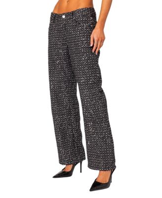 Nyah Sequin Loose Fit Jeans in Black