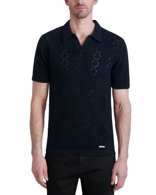 KARL LAGERFELD PARIS WHITE LABEL - Cotton Perforated Knit Polo