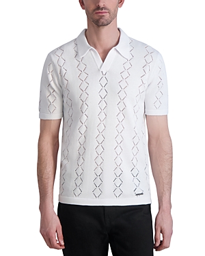 Karl Lagerfeld Paris White Label Cotton Perforated Knit Polo