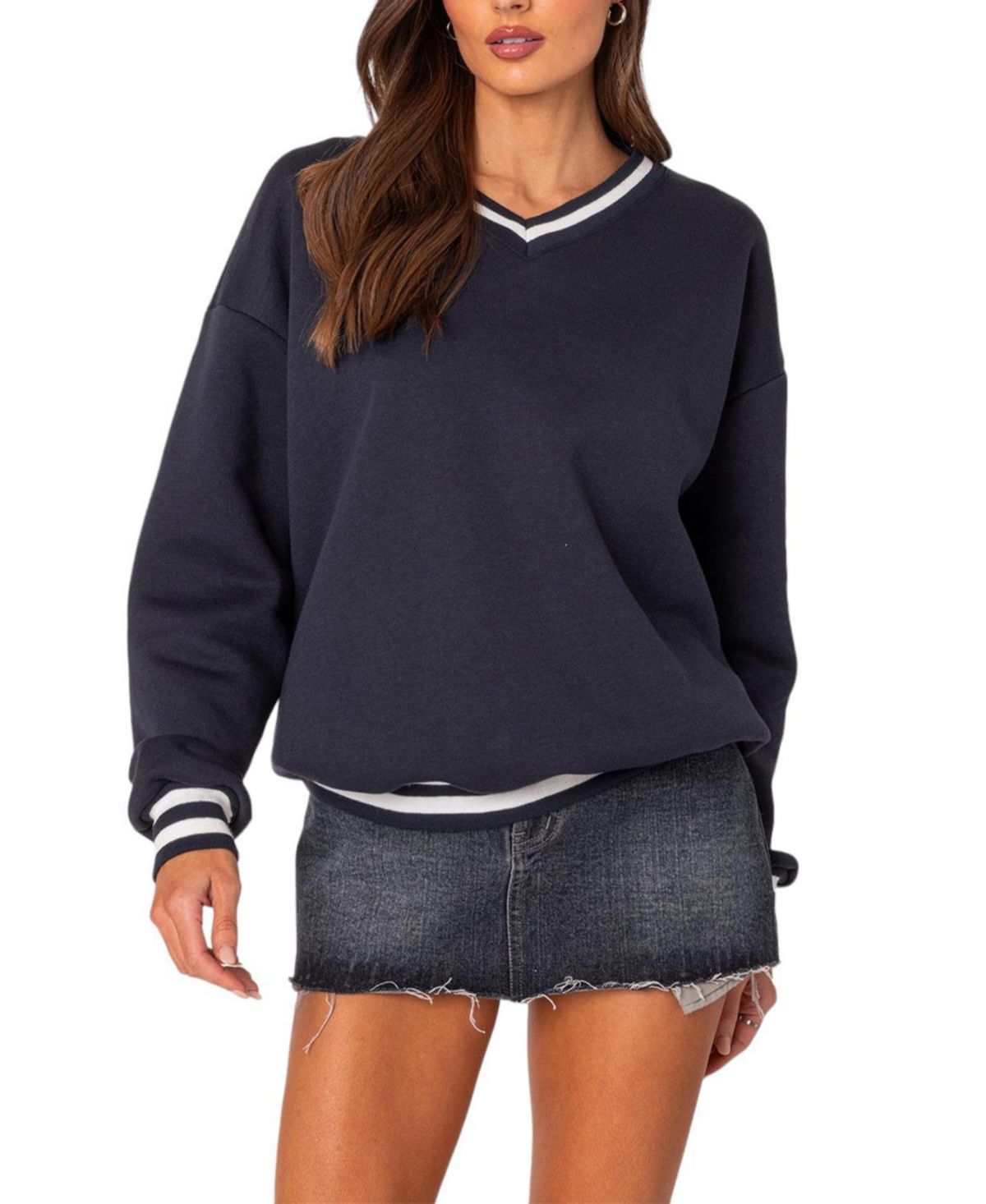 Caryn Oversized V Neck Sweatshirt - angle 1