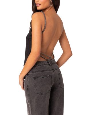 Karli Rhinestone Strap Open Back Top