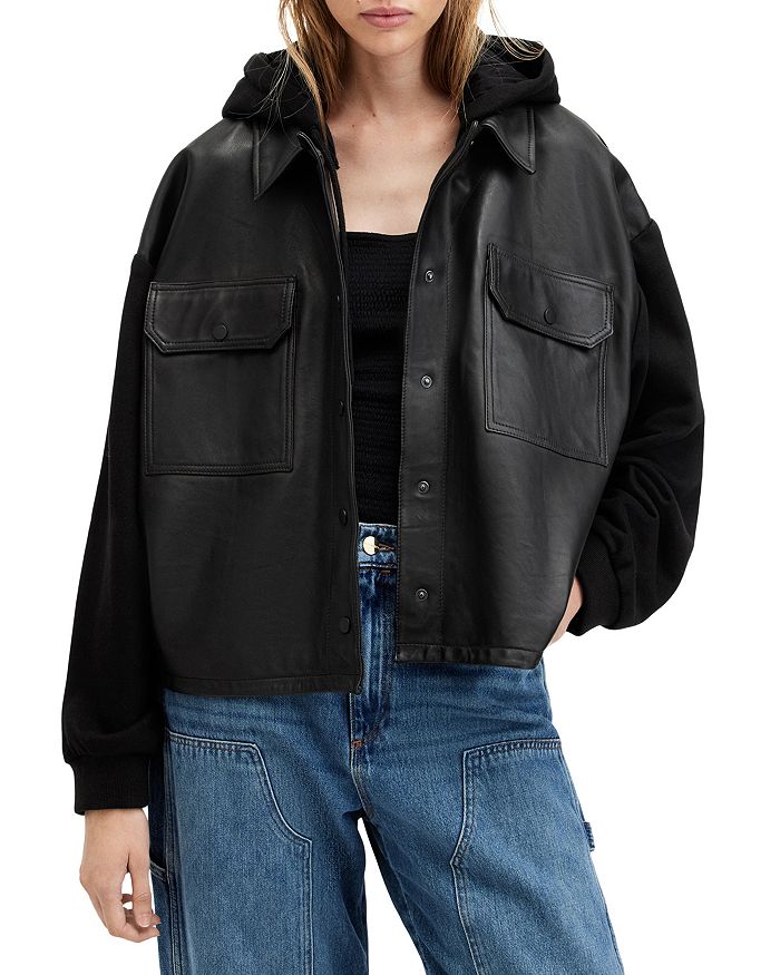 ALLSAINTS Morten Lea Mixed Media Hooded Jacket Bloomingdale's