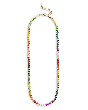 Tennis Kinda Multicolor Bead & Cultured Freshwater Pearl Necklace, 16.33-18.11