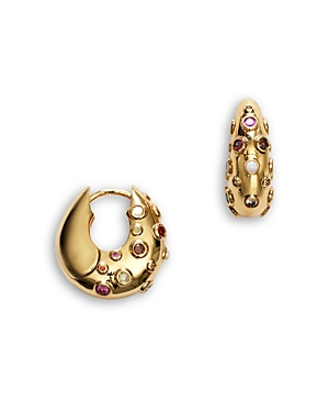 Shop Anni Lu Crystal Bay Multicolor Pave & Imitation Opal Hoop Earrings In Multi/gold