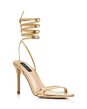 Aqua Women's Mena Ankle Tie High Heel Sandals - 100% Exclusive In Gold Metallic