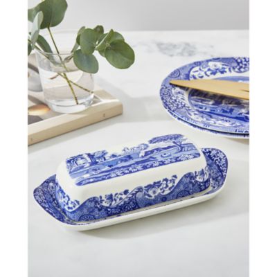 Blue Italian Covered Butter Dish