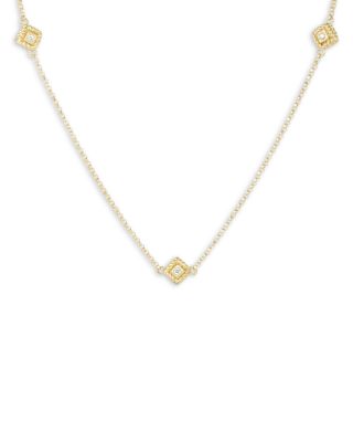 18K Yellow Gold Palazzo Ducale Diamond Three Station Collar Necklace, 18"