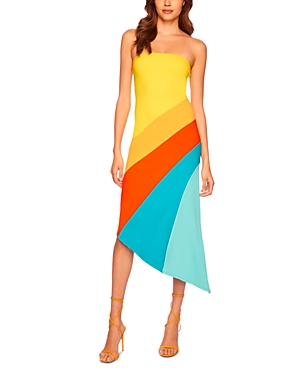 Color Blocked Tube Asymmetric Hem Dress