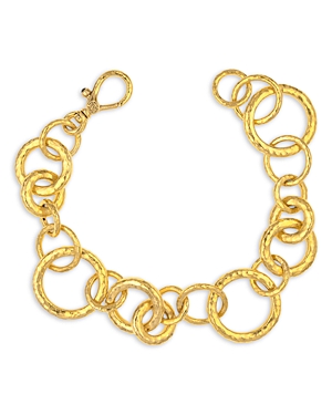 Gurhan 24K Yellow Gold Hoopla Ruby Clasp Open Mixed Round Link Chain Bracelet