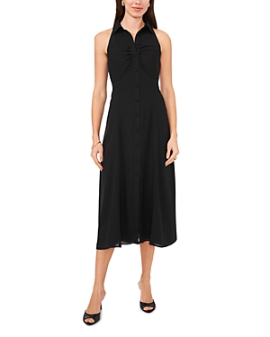 Shop 1.state Shirt Collar Button Front Midi Dress In Rich Black