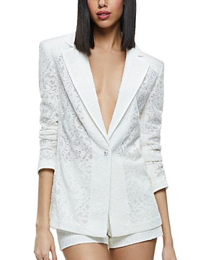 Alice and Olivia Judith Sheer Lace One Button Blazer