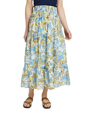 Shop Faherty Ivy Printed Pull On Midi Skirt In Paradise Bloom