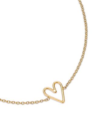 14K Yellow Gold Classic Open Heart Chain Bracelet