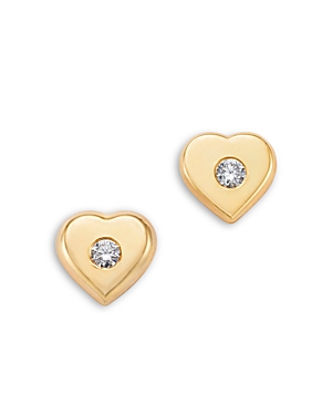 Shop Zoë Chicco 14k Yellow Gold Feel The Love Diamond Heart Stud Earrings
