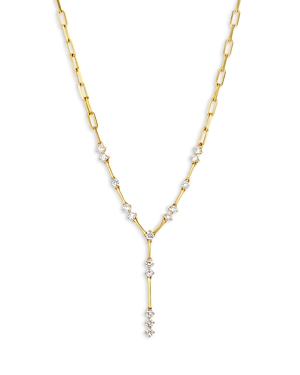 Diamond Paperclip Link Lariat Necklace in 14K Yellow Gold, 0.85 ct. t.w.