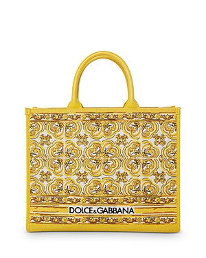 Dolce & Gabbana Printed Canvas Tote In Azulejos