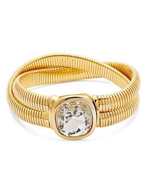 Shop Kenneth Jay Lane Crystal Headlight Bracelet In Gold