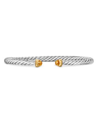 David Yurman Sterling Silver &amp; 14K Yellow Gold Cable Flex Citrine Bracelet, 4mm