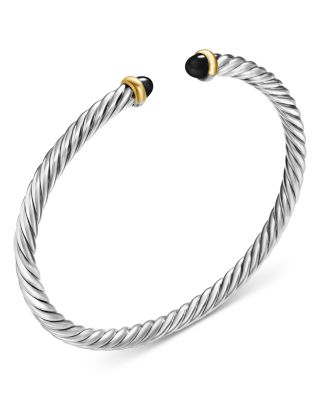 Sterling Silver & 14K Yellow Gold Cable Flex Bracelet, 4mm