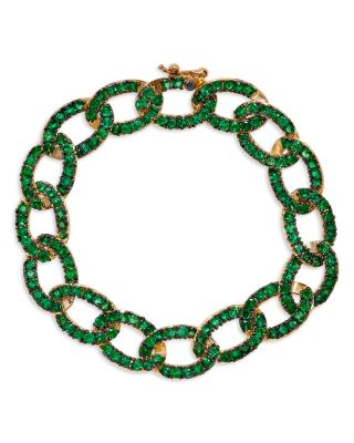 Bloomingdale's Fine Collection - Emerald Pav&eacute; Link Bracelet in 14K Yellow Gold