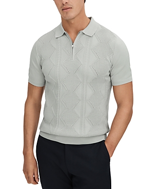 Shop Reiss Tropic Cotton Regular Fit Half Zip Polo Shirt In Pistachio