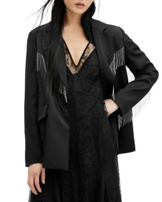 ALLSAINTS Franky Cotton Fringe Blazer | Bloomingdale's