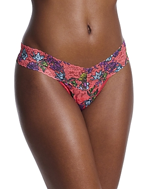Shop Hanky Panky Low-rise Printed Lace Thong In Wonderland