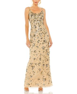 Mac Duggal - Floral Embellished Scoop Neck Evening Gown