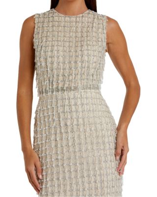 Sleeveless High Neck Beaded Mini Sheath Dress