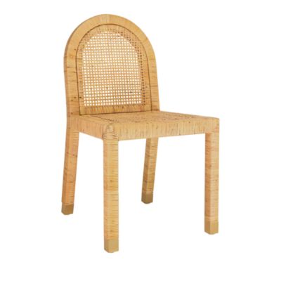  Amara Rattan and Performance Fabric Arched Back Dining Chair in Natural