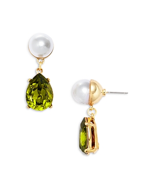 Shop Kenneth Jay Lane Stone Drop Earrings In Green/white