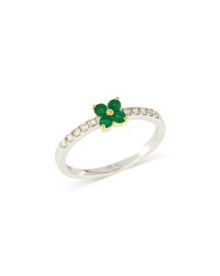 Bloomingdale's Fine Collection - Emerald & Diamond Flower Band in 14K Yellow & White Gold