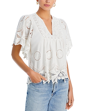 Bell Angel Lace Trim Top In White