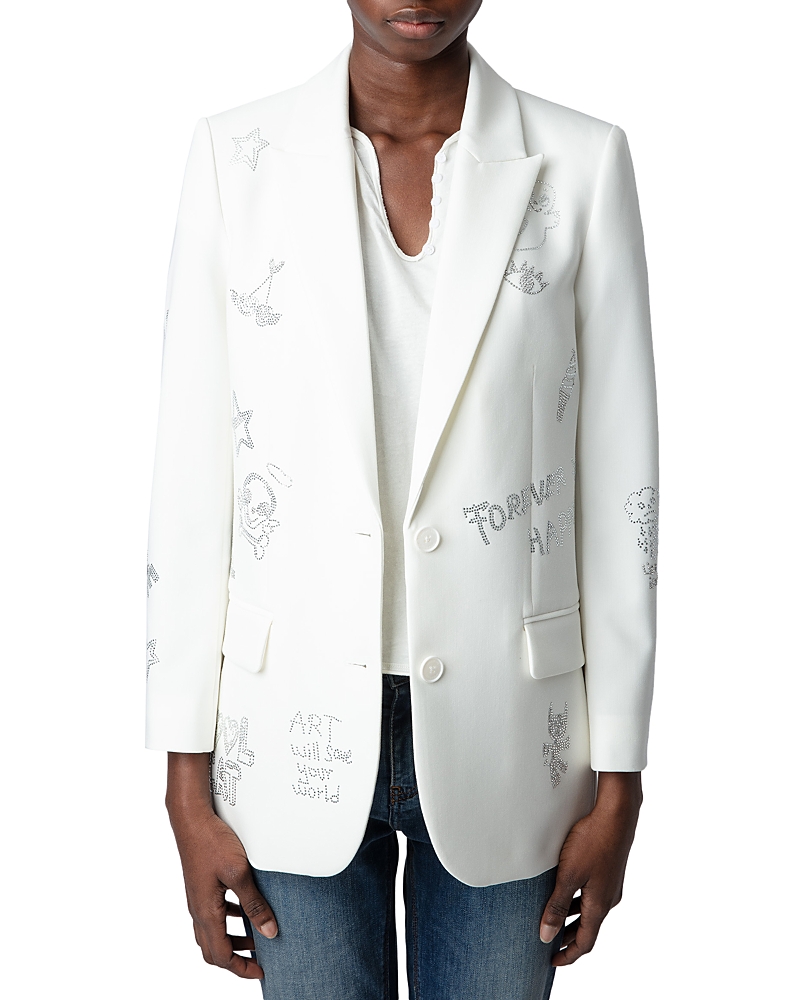 Zadig & Voltaire Viva Multistrass Embellished Blazer In Judo
