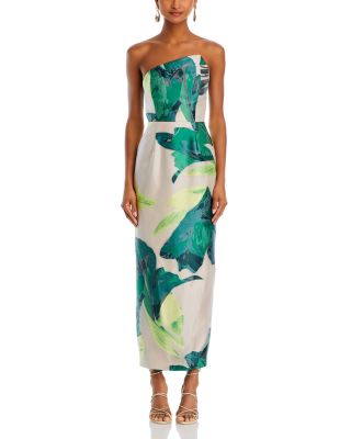Asymmetrical Tropical Midi Dress