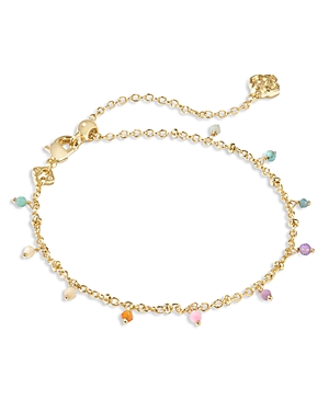 Shop Kendra Scott Camry Beaded Delicate Chain Bracelet In Gold Pastel Mix