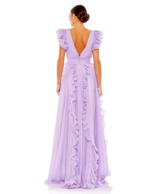 ●MAC DUGGAL●フリル パフスリーブ Aライン ガウン ○MAC DUGGAL○フリル パフスリーブ Aライン ガウン