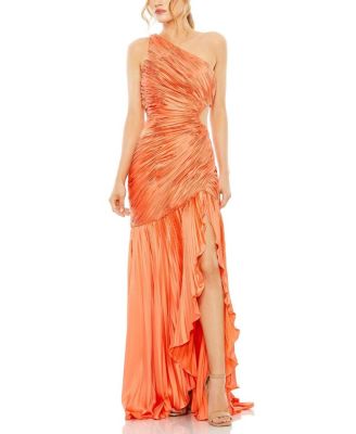 Mac Duggal - Side Cut-Out One-Shoulder Pleated Gown