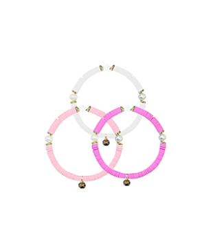 Shop Bits & Bows Girls' Coastal G Bracelet Set - Big Kid In Pink, White, Magenta