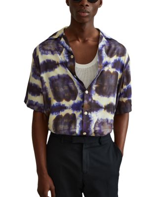 REISS - Molino Short Sleeve Tie Dyed Cuban Collar Shirt