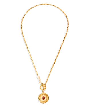 Shop Ben-amun 14k Yellow Gold Plate & Red Crystal Pendant Necklace, 17 In Red/gold