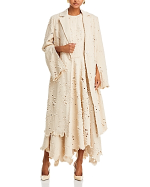 Shop Jason Wu Collection Frayed Ripped Coat In Cream