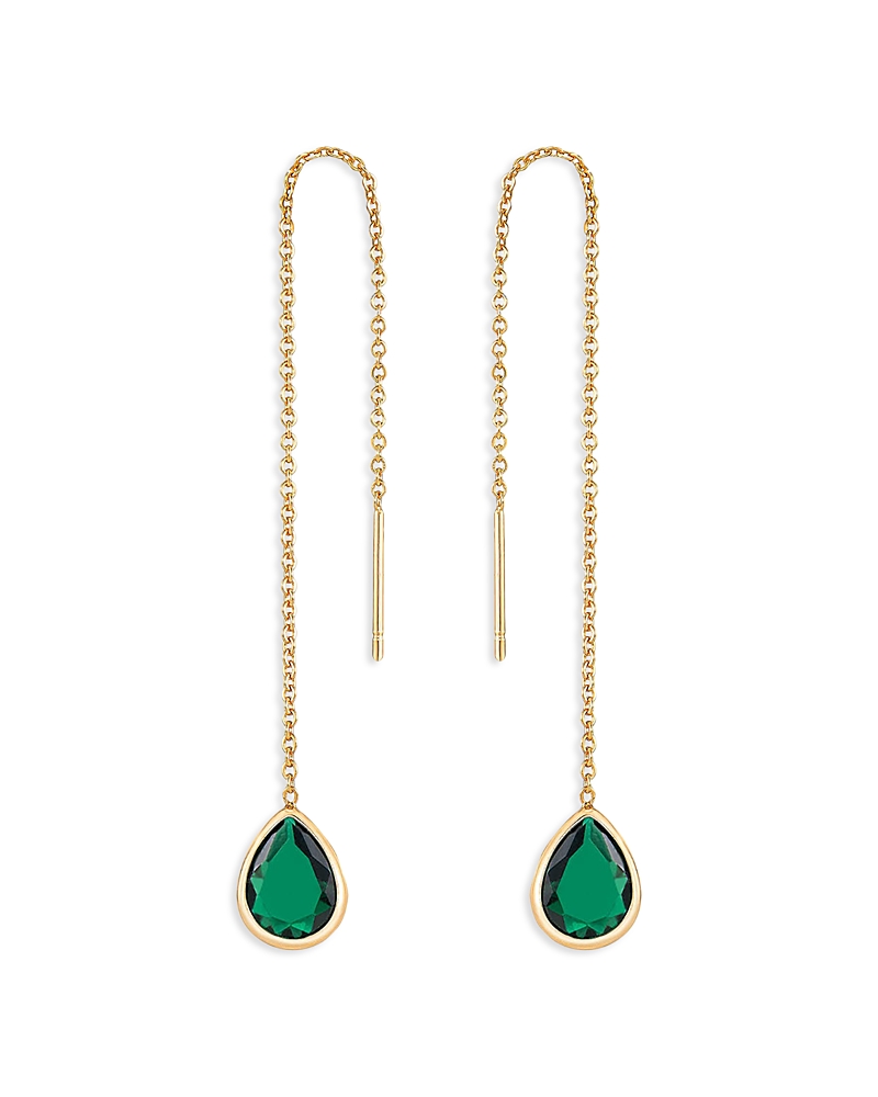 Ettika Teardrop Threader Earrings In Green/gold