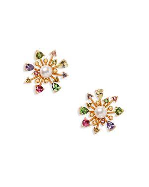 Bloom In Color Multicolor Cubic Zirconia & Imitation Pearl Stud Earrings