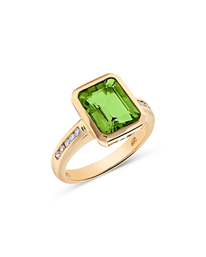 Shop Bloomingdale's Peridot & Diamond Statement Ring In 14k Yellow Gold In Green/gold
