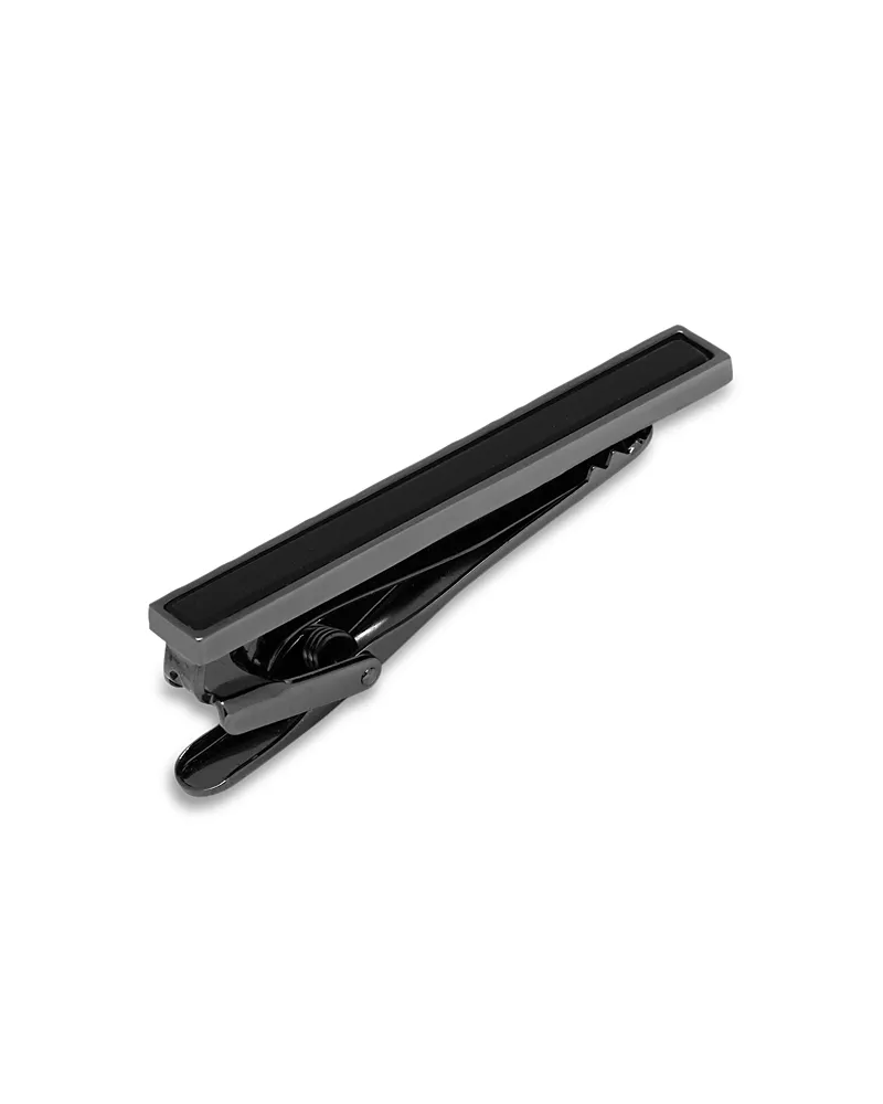 Cufflinks Inc Gunmetal-Tone Onyx Inlaid Tie Clip