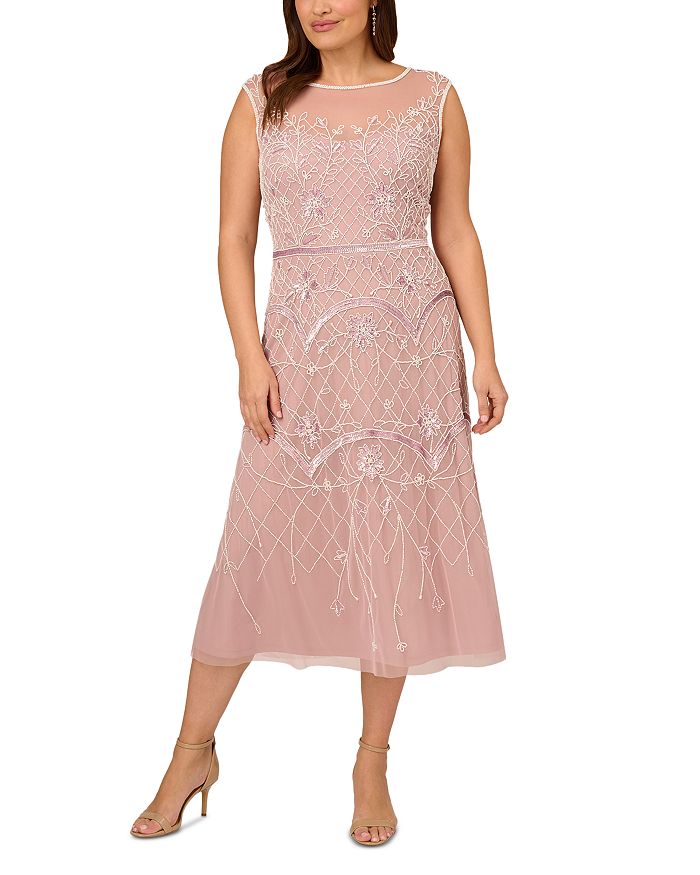 Adrianna Papell Plus Beaded Midi Dress Bloomingdale s