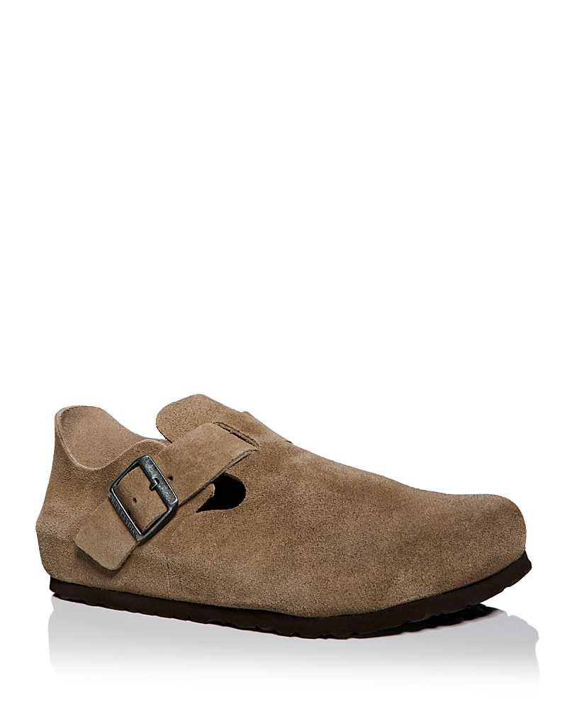 Birkenstock Men's London Suede Slippers In Taupe